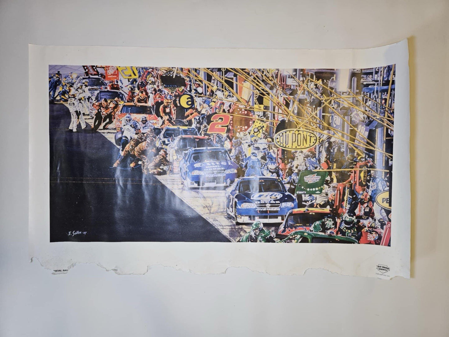 Nascar  2007 Pit Row Prints Artist E. Soller Signed # 1088/5000  38" x 24"