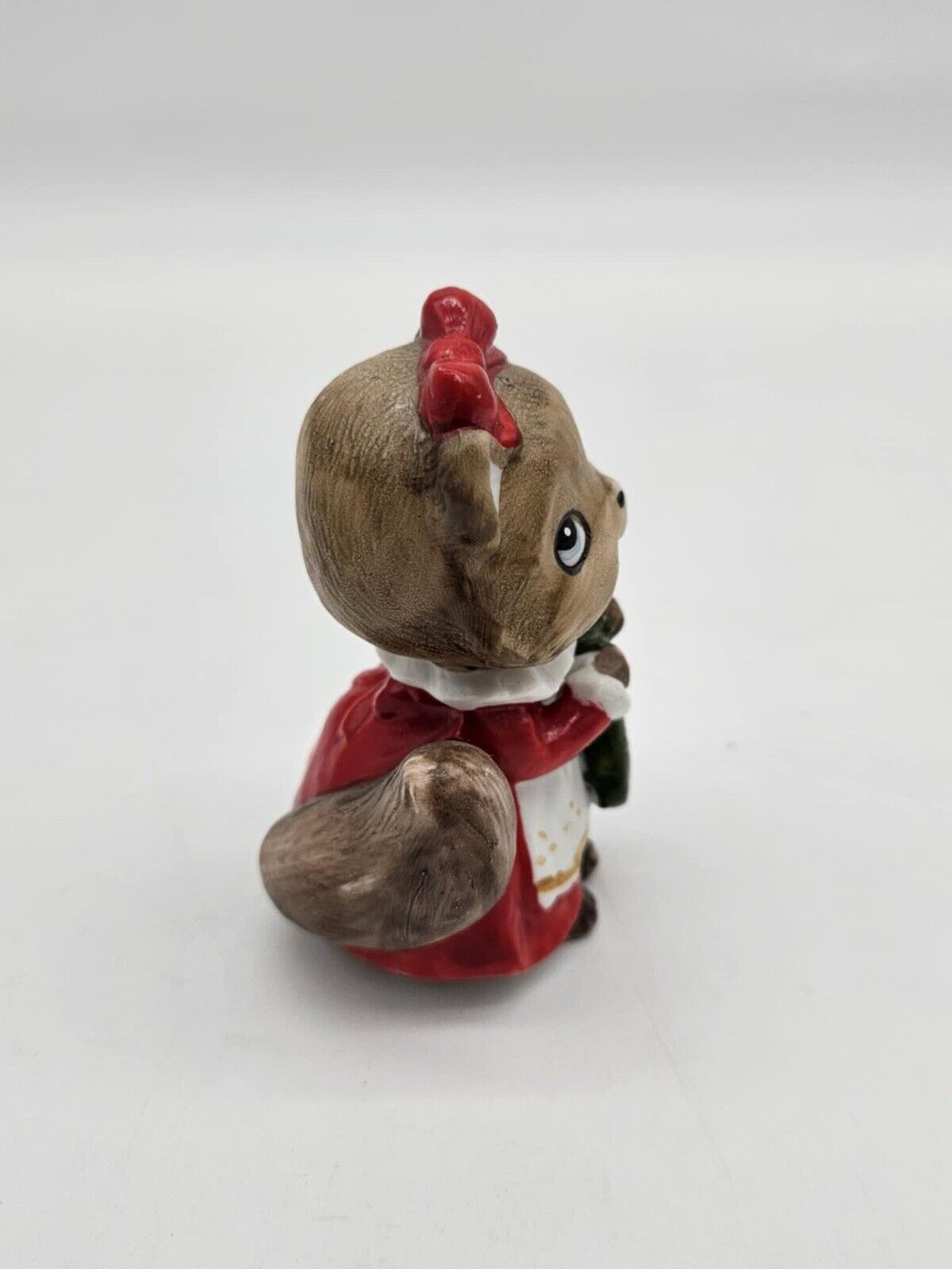 Vintage Xmas Brown Girl Chipmunks in Santa Suits Holding Green Christmas Stock