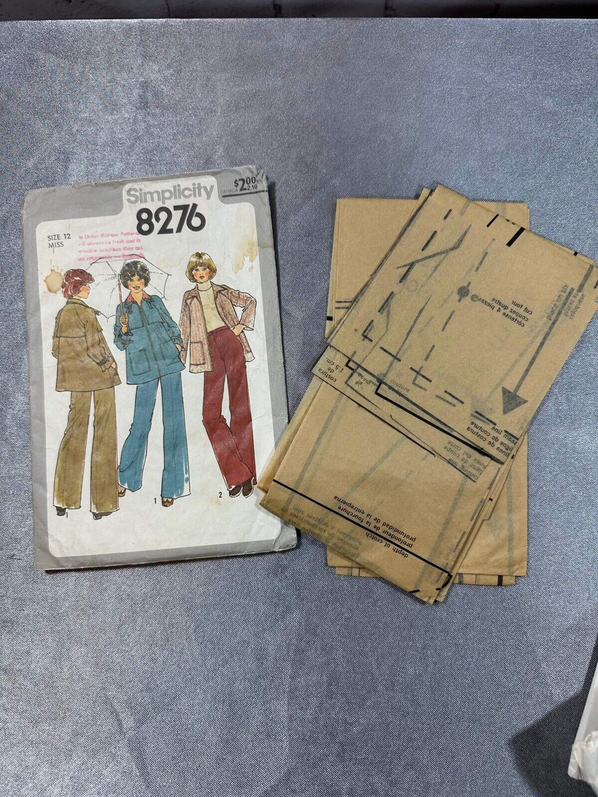 Vintage 70's Simplicity 8276 Misses' Unlined Jacket And Pants - UNCUT