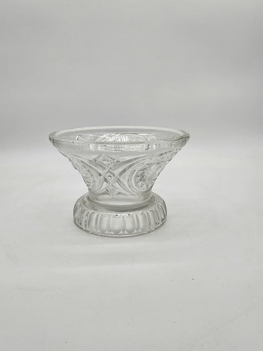 Pressed And Cut Clear Glass 5 3/4 x 9” Pedestal Rose Floating Votive Fruit Bowl