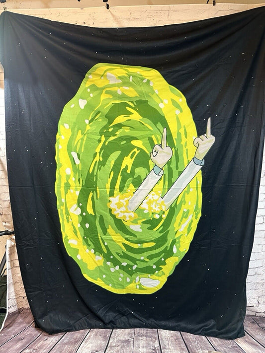 Rick And Morty Rock Out Finger Portal Banner Flag decor tapestry  MHD