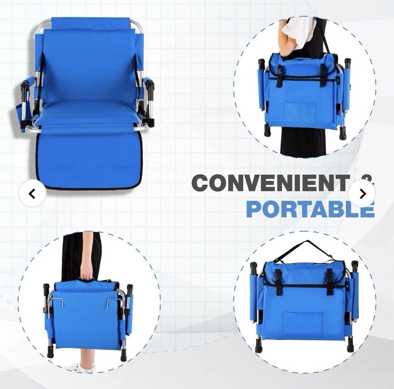 Padded Stadium Seat Chair with Backrest and Armrests for Bleachers