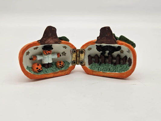 Vintage Halloween Pumpkin Head Opening Figurine Decoration