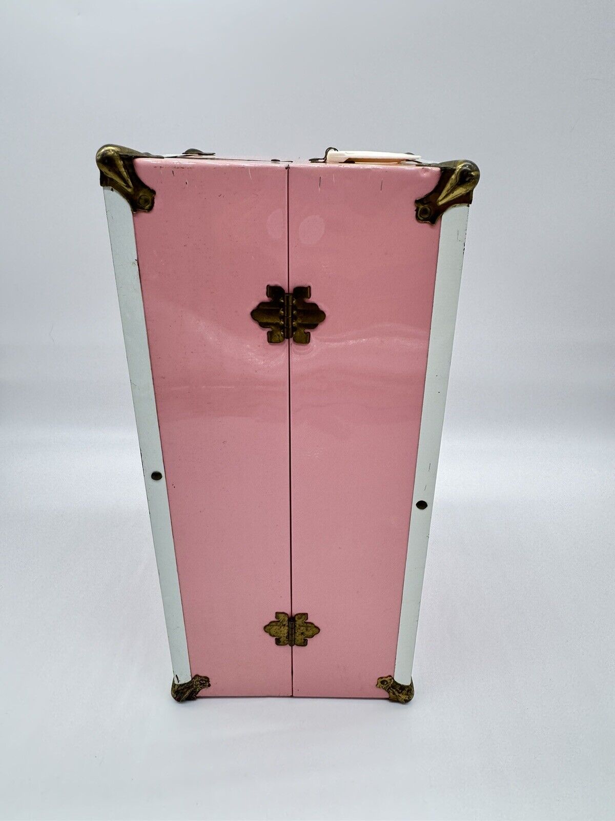 Vintage ATCO Pink Metal Large Doll Wardrobe Clothing Trunk Carrying Case 10”x 6"