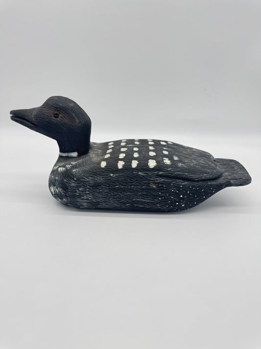 Vintage Hand Carved Hand Painted Loon Figurine Decoy Wooden