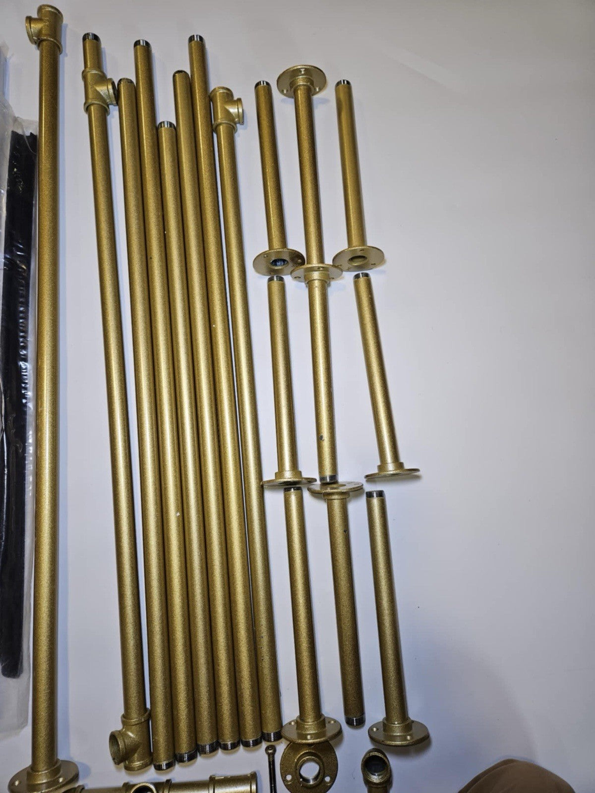 Gold Industrial Pipe Kit for Wall-Mounted Rack or Shelf Installation