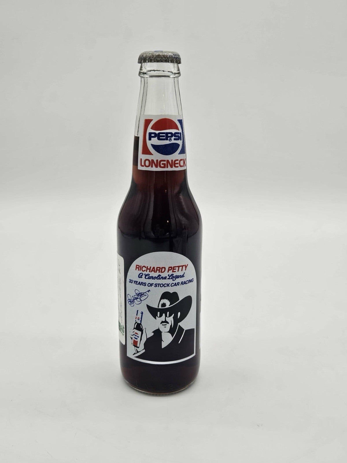 Vintage Pepsi Longneck Richard Petty NASCAR Commemorative Bottle 12oz