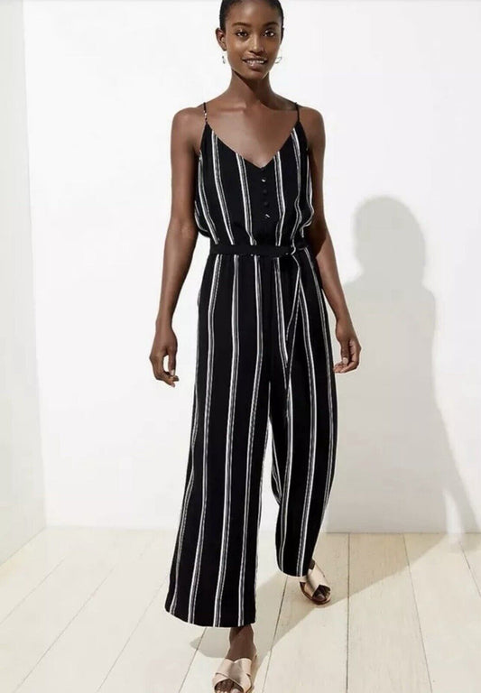 CUTE Loft Striped Strappy Wide Leg Jumpsuit Sz-6
