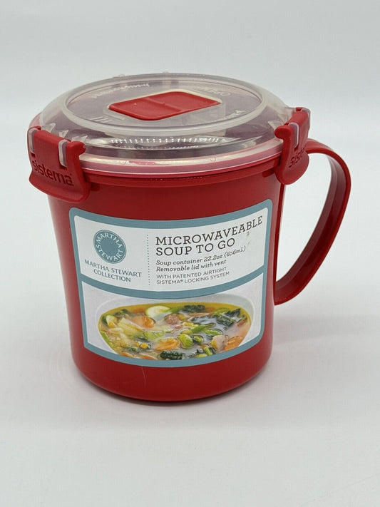 Microwaveable Red Soup Mug With Airtight Latching Lid Ideal For Work & Travel