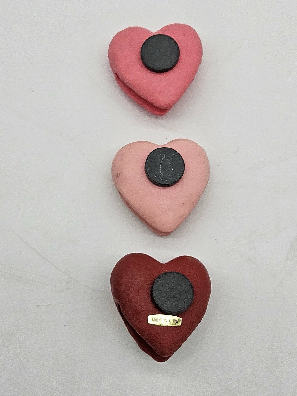 Set of 3 Vintage Heart Magnets I Love You I Love Mom Rose Valentine