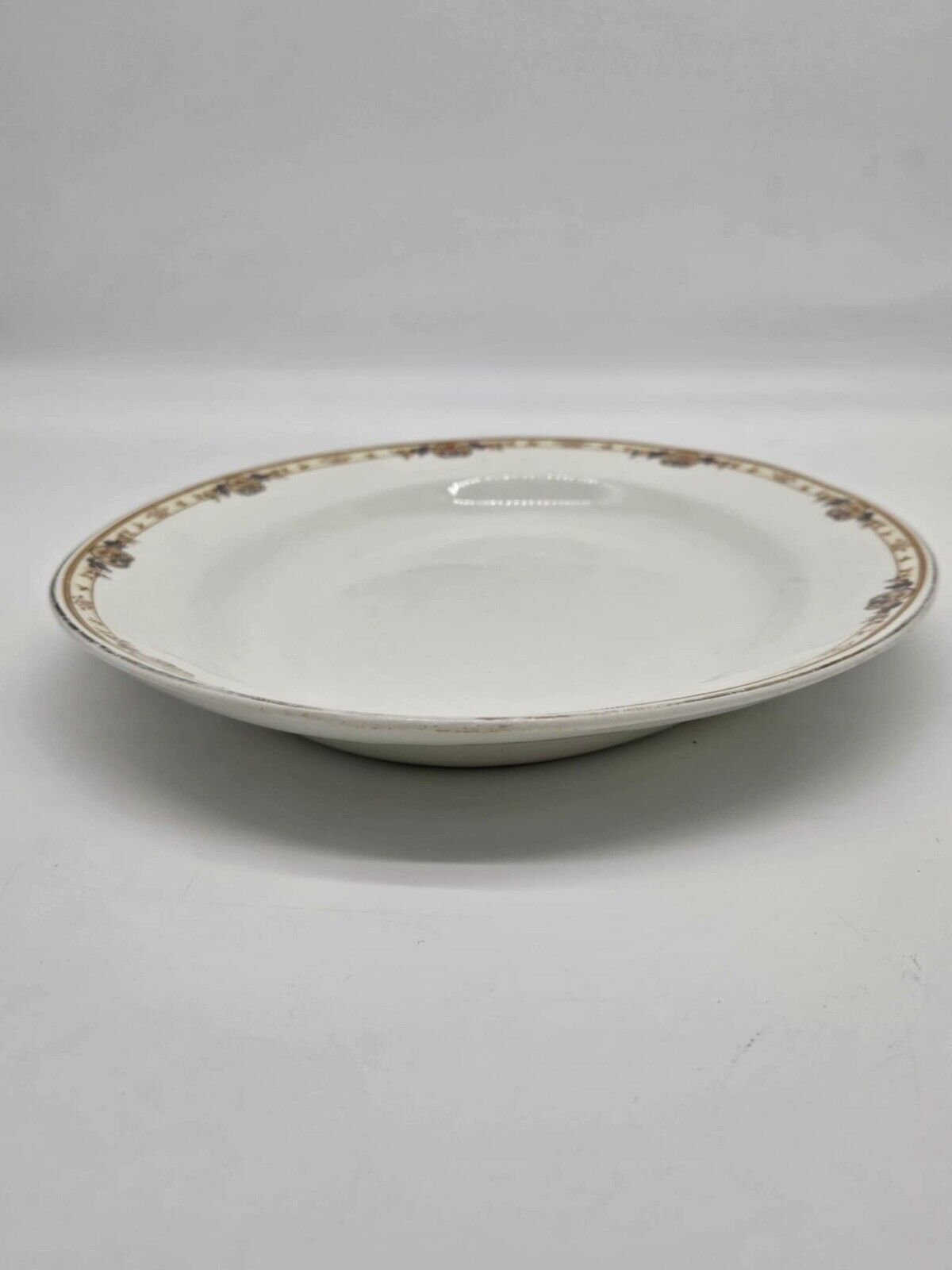 JOHNSON BROS ENGLAND SERVING PLATE GOLD TRIM GREEN BACKSTAMP FLOWERS