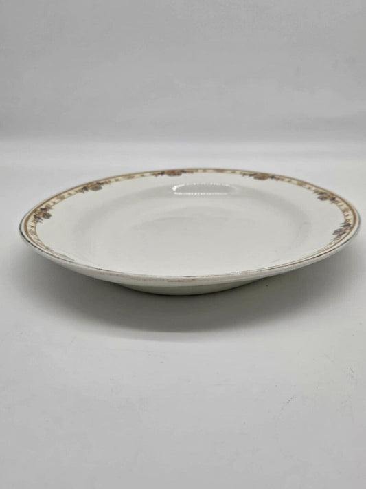 JOHNSON BROS ENGLAND SERVING PLATE GOLD TRIM GREEN BACKSTAMP FLOWERS