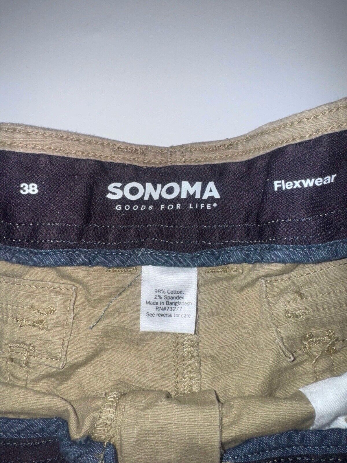 Sonoma Flexwear Ripstop Cargo Shorts Mens 38 Brown Cotton Stretch