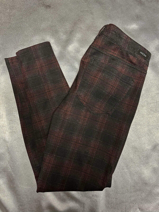 SIZE 8 Liverpool Plaid Dress Pants Women Burgundy/Black WCLTH