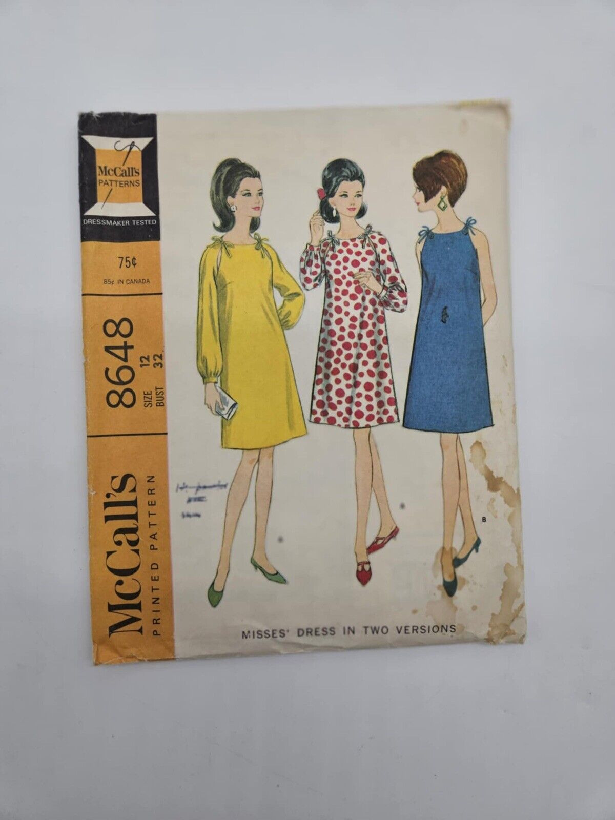 Vintage Simplicity Sewing Pattern 8648 Misses Dress 2 Versions Size 10 Bust 31