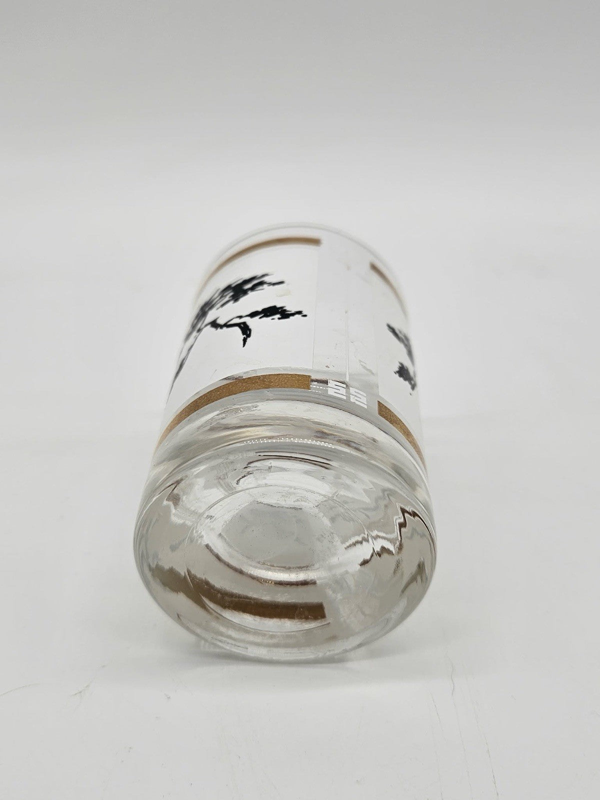 MCM ANCHOR HOCKING HIGH BALL GLASS BONSAI DESIGN W/GOLD ACCENTSROC