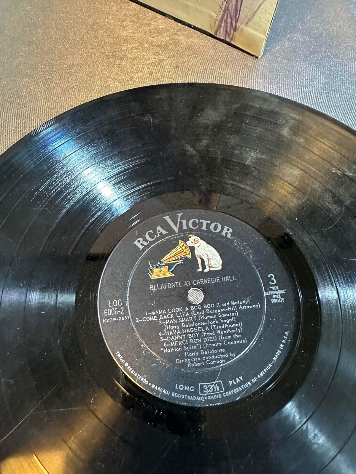 Harry Belafonte At Carnegie Hall Vinyl 2 LP RCA LOC-6006 1st Pressing Day O Mono