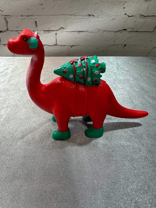 VTG Ankyo Red Plastic Dinosaurs Christmas Tree Earmuffs Boots VTY