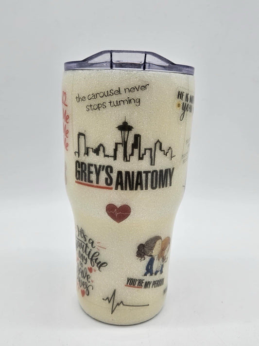 Grey's Anatomy Custom Tumbler 30oz Doctor Nurse Gift Sparkle Rare