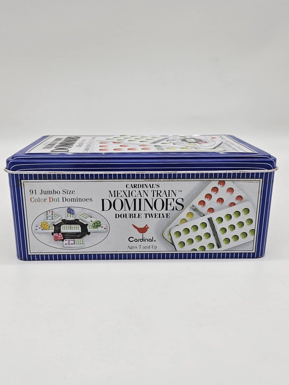 Double Twelve Dominos By Cardinal 91 Colored Dominos Set | Dominoes + Tin Only