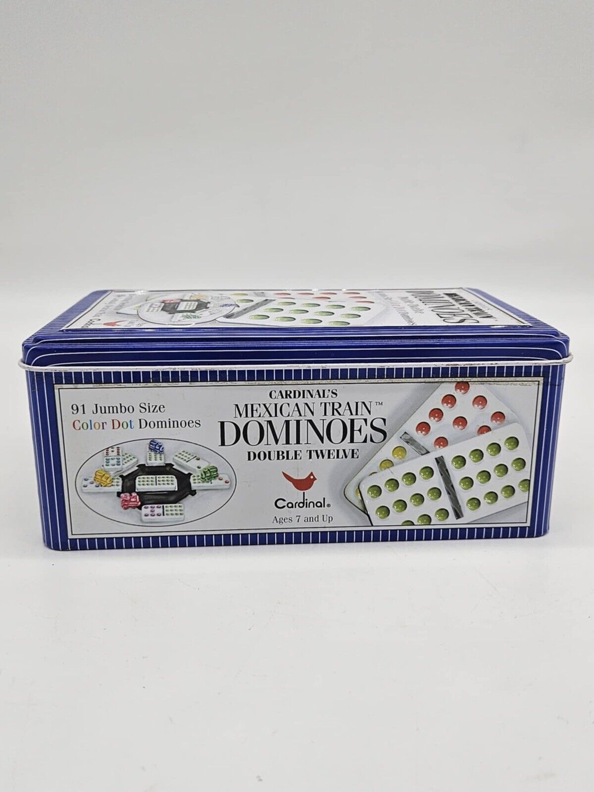 Double Twelve Dominos By Cardinal 91 Colored Dominos Set | Dominoes + Tin Only