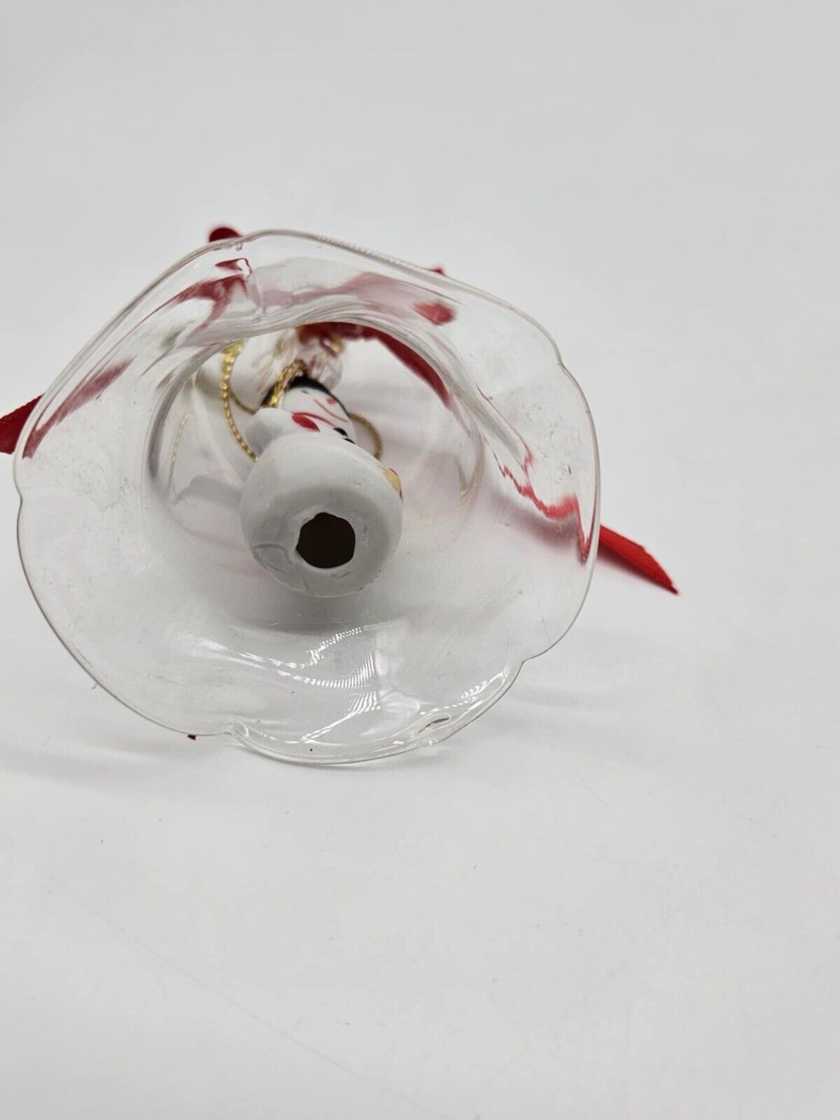 Vintage Crystal Bell Christmas Ornament Bisque Porcelain Lil Chimers Snowman