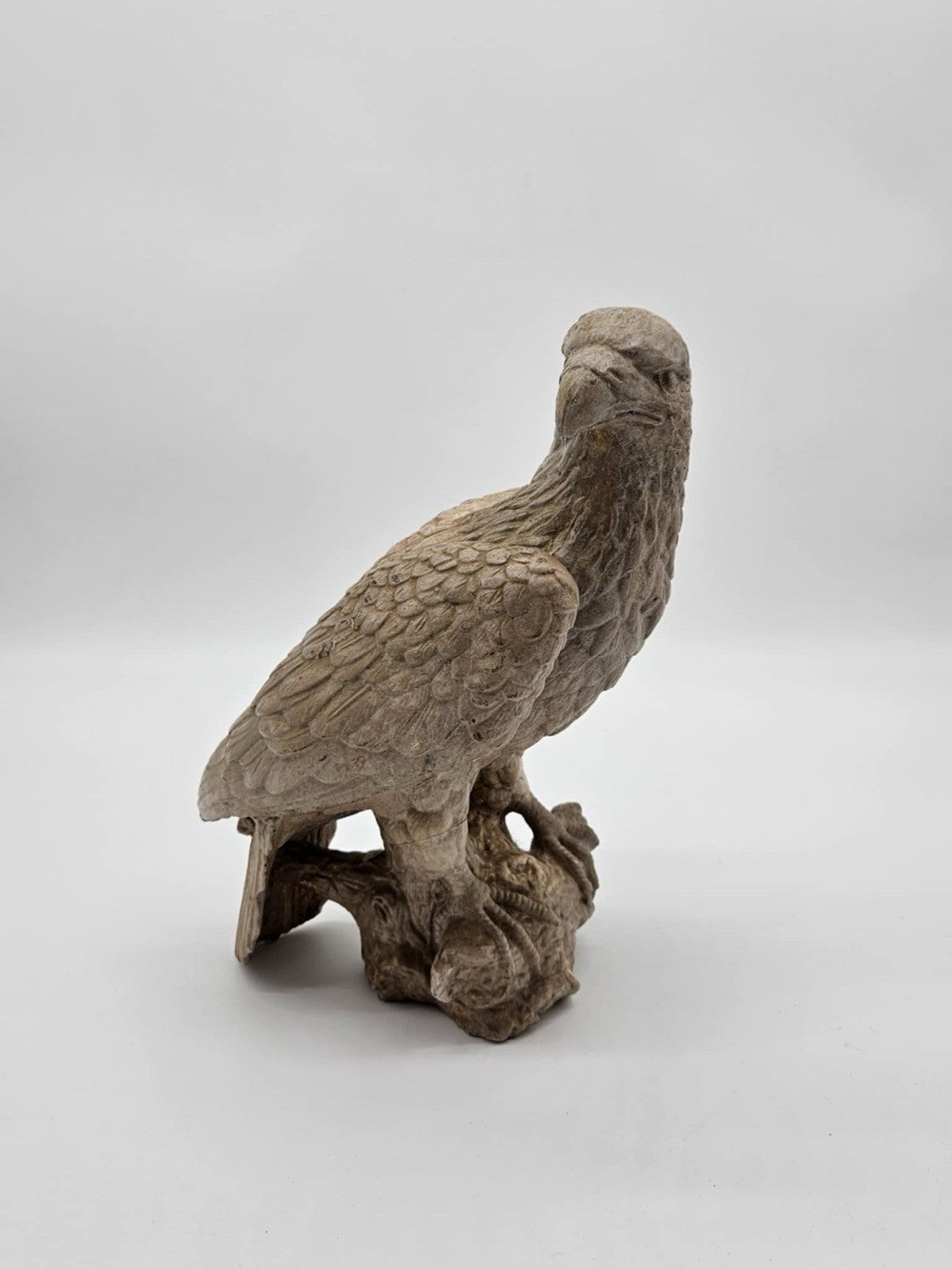 Pressed Stone Eagle Statue Massive Forest Bird Sculpture 14”