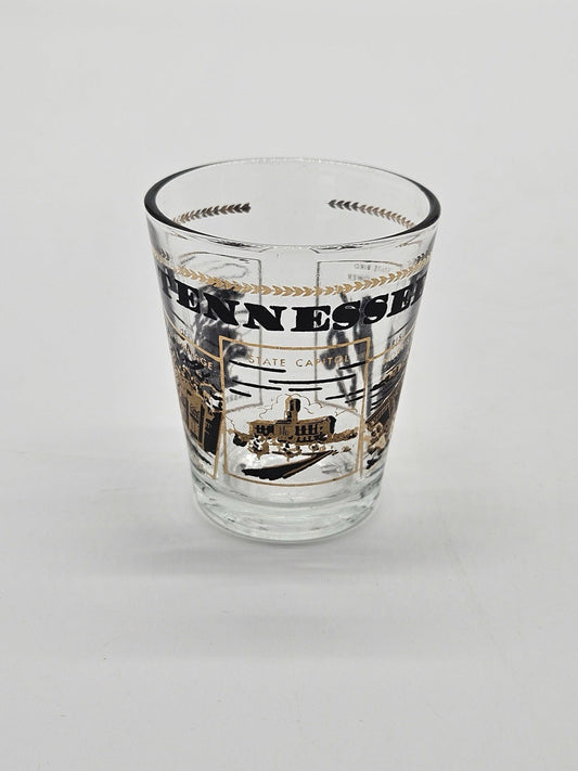 Vintage Tennessee 1 oz Souvenir Shot Glass Gold Paint