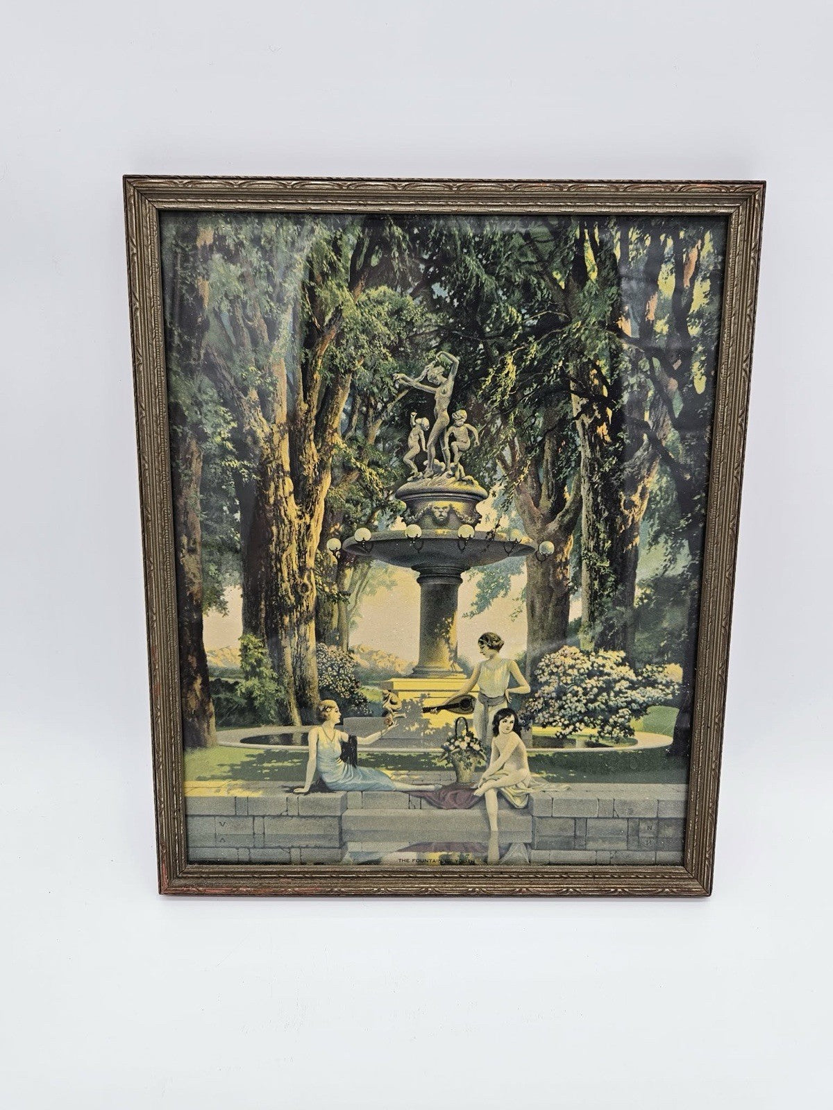 Vintage Art Deco “The Fountain” Framed Print Wall Art