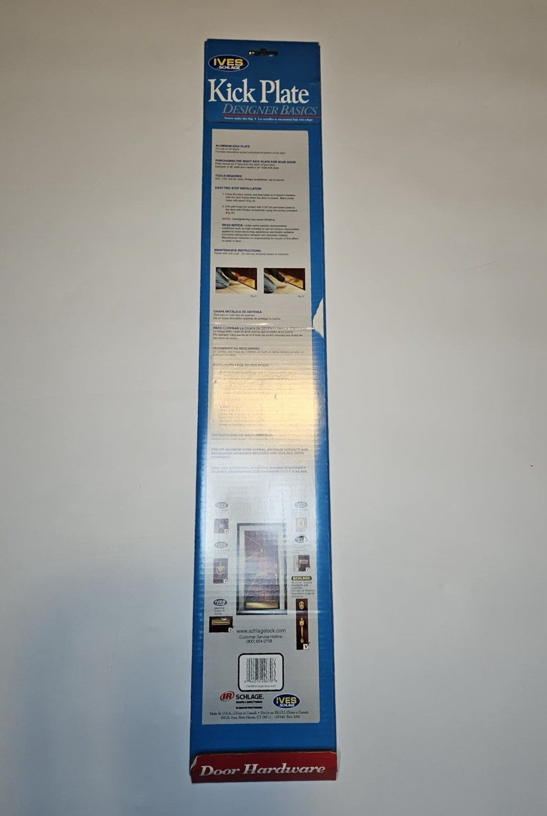 Schlage SC8400PA 3 Door Kick Plate 8" x 34" in Bright Brass Finish -1- NEW