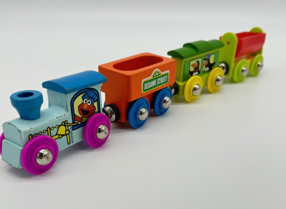 Vintage Sesame Street Wooden Railway lot Trains