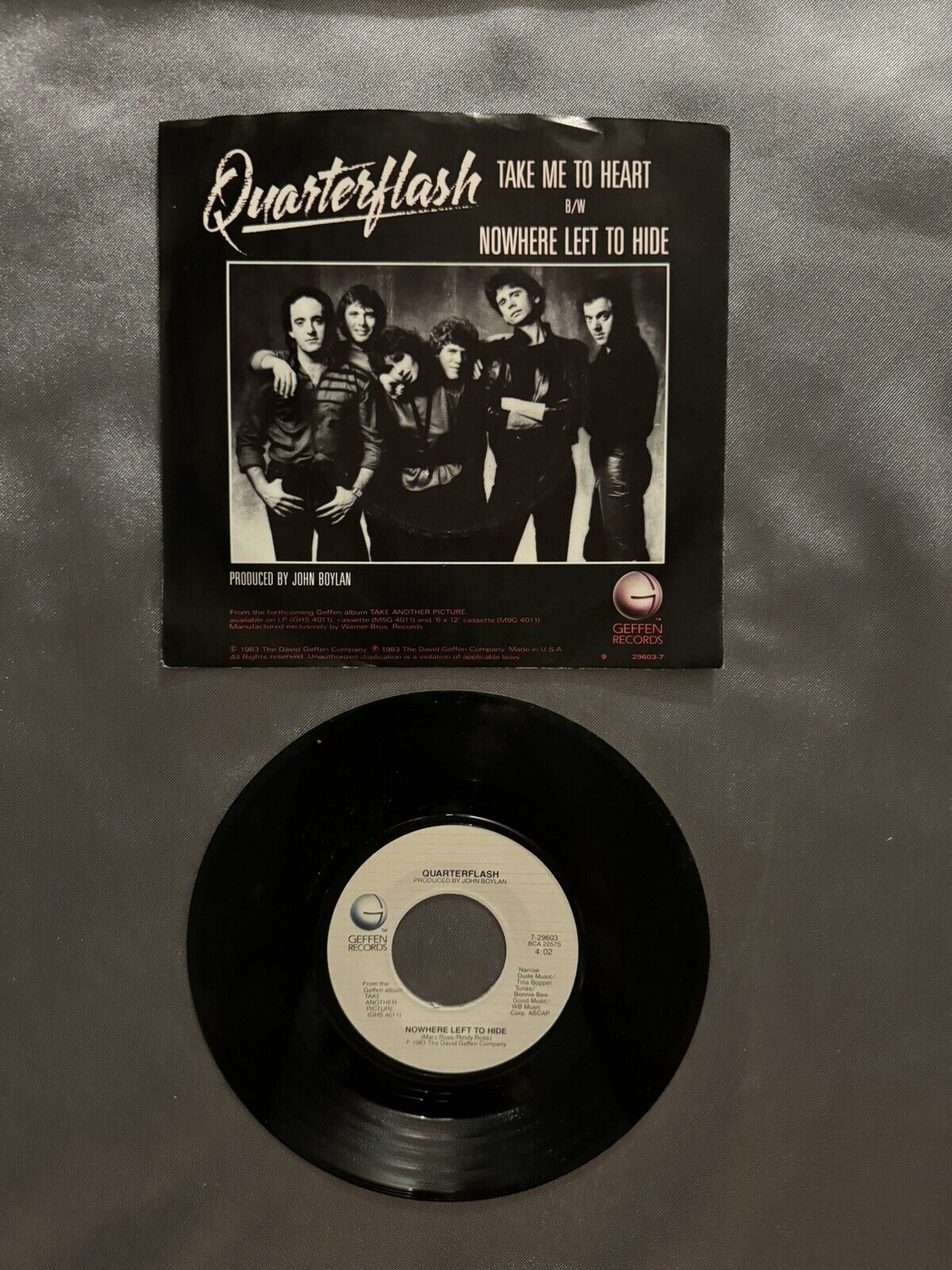 Quarterflash Take Me To Heart / Nowhere Left To Hide 45 RPM Geffen 1983 VG FS