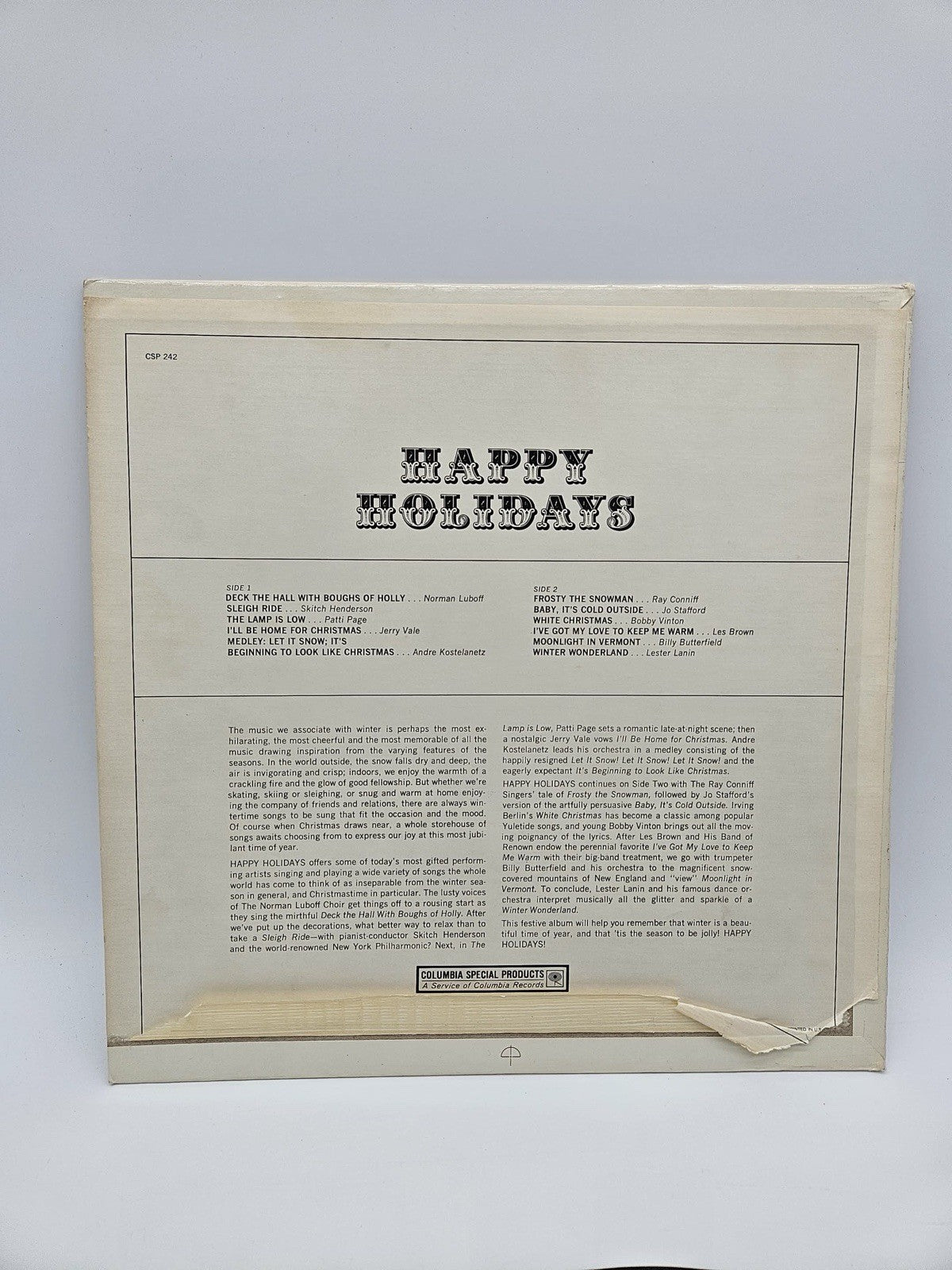 Vinyl Album Christmas Happy Holidays with Multiple Artist Released 1965