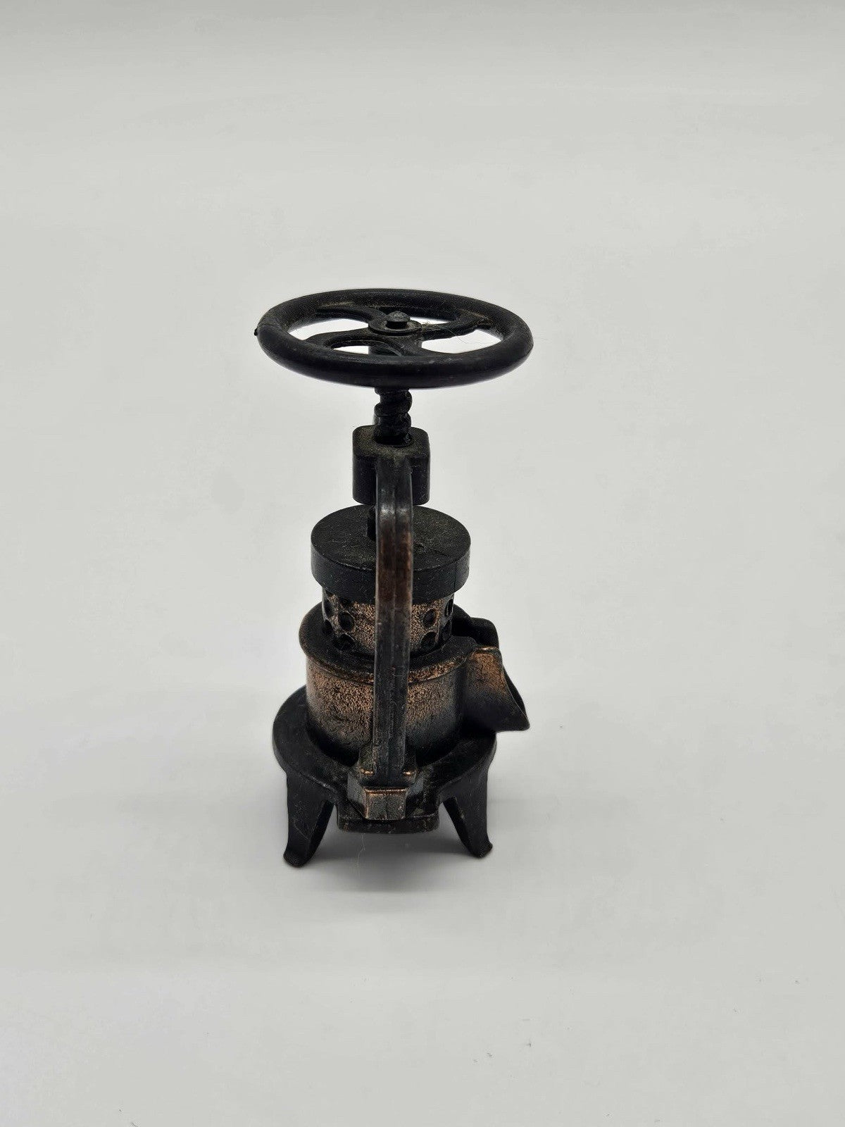 Vintage Die-Cast Metal Minature Replica Fruit Apple Cider Press Pencil Sharpener
