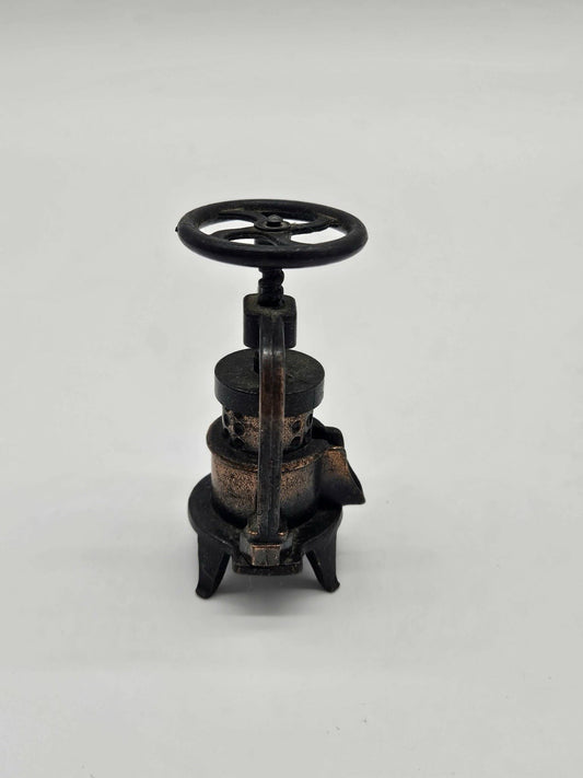 Vintage Die-Cast Metal Minature Replica Fruit Apple Cider Press Pencil Sharpener