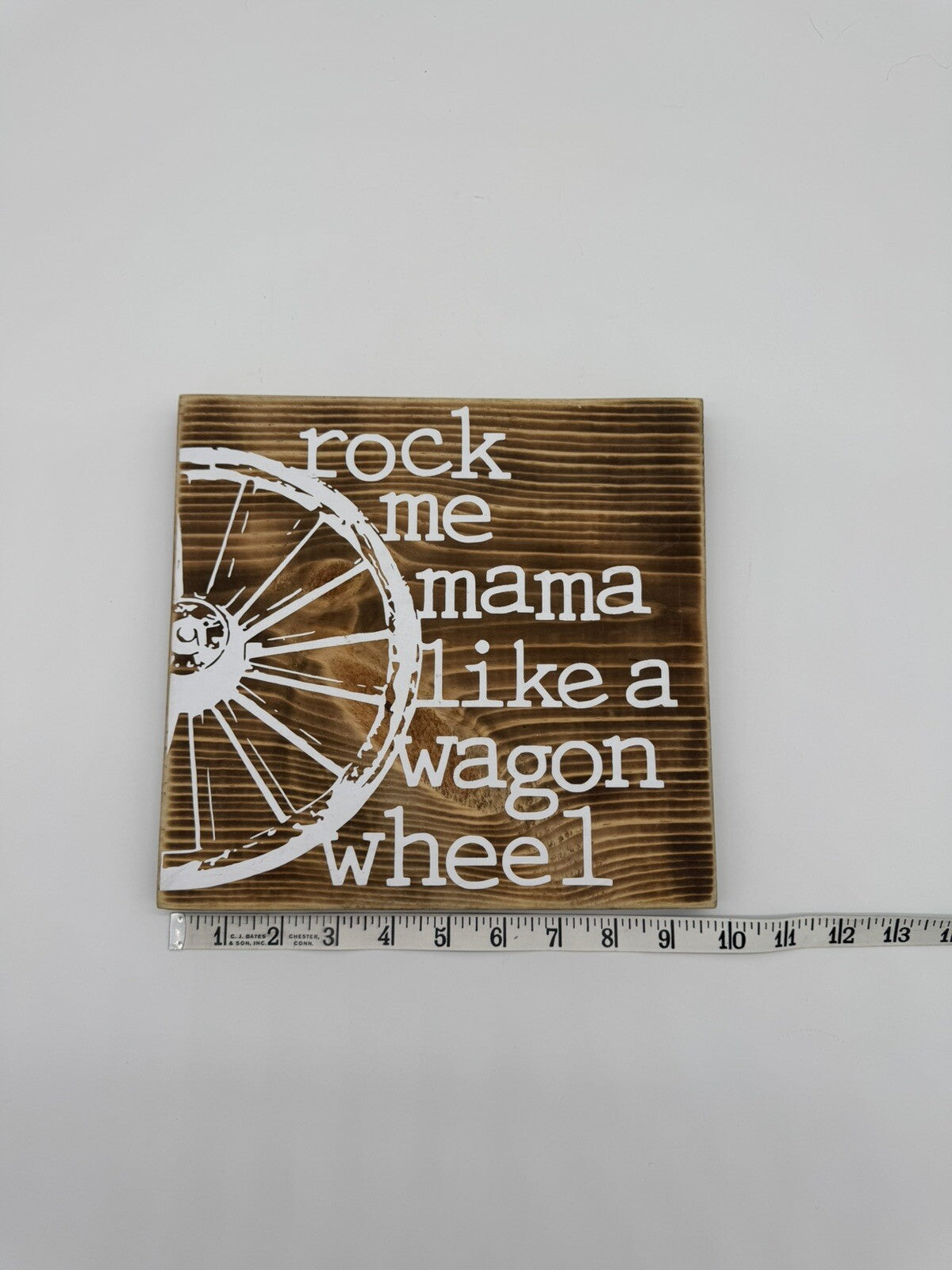 Painted Wooden “Rock Me Mama” Wagon Wheel Plaque Picture