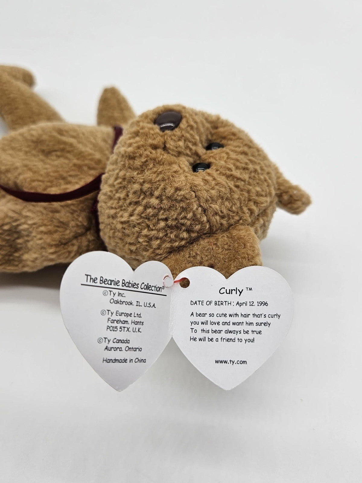 Rare Retired TY Beanie Baby Curly The Bear MWMT