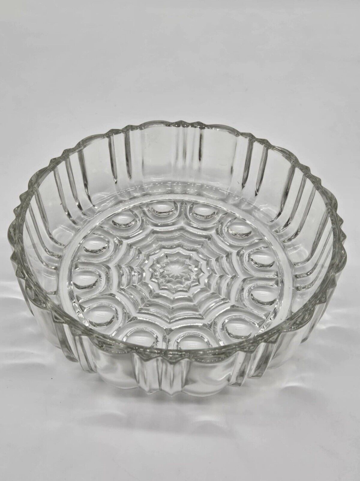 Vintage Anchor Hocking Clear Glass Spider Web Old Cafe Lidded Candy Nut Dish
