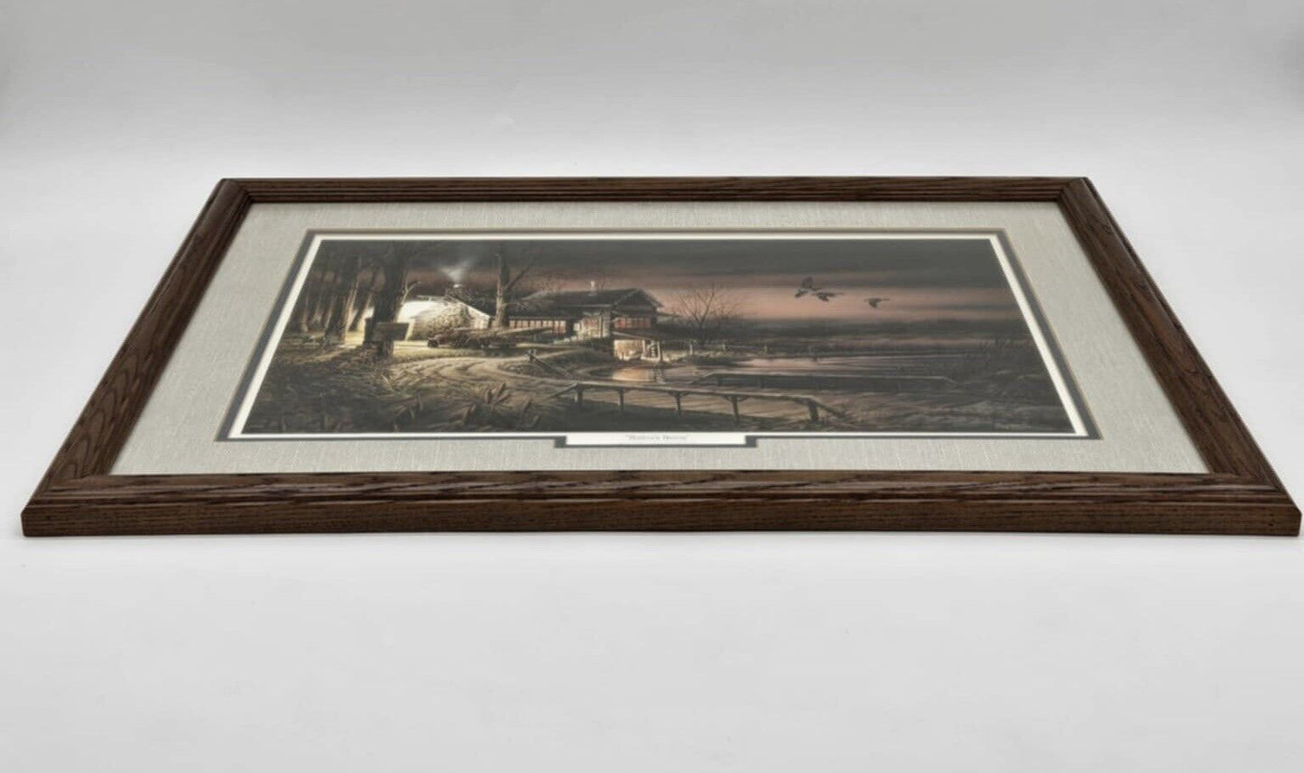 Terry Redlin Signed ''HUNTERS HAVEN'' Framed, Double Matted