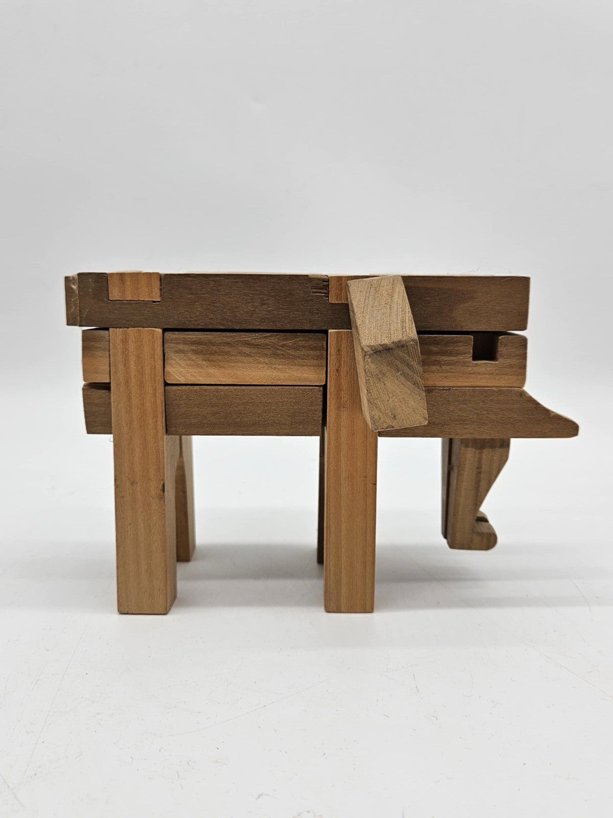 KUMIKI WOOD INTERLOCKING PUZZLE - ELEPHANT - 3” - VINTAGE - JAPAN