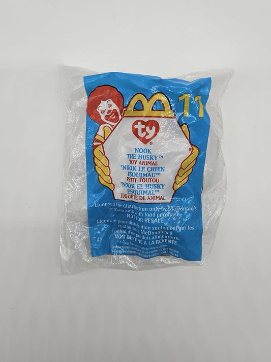 NEW in BAG Ty Beanie Baby McDonalds #11 Nook the Husky with RARE 1993 Tag Error
