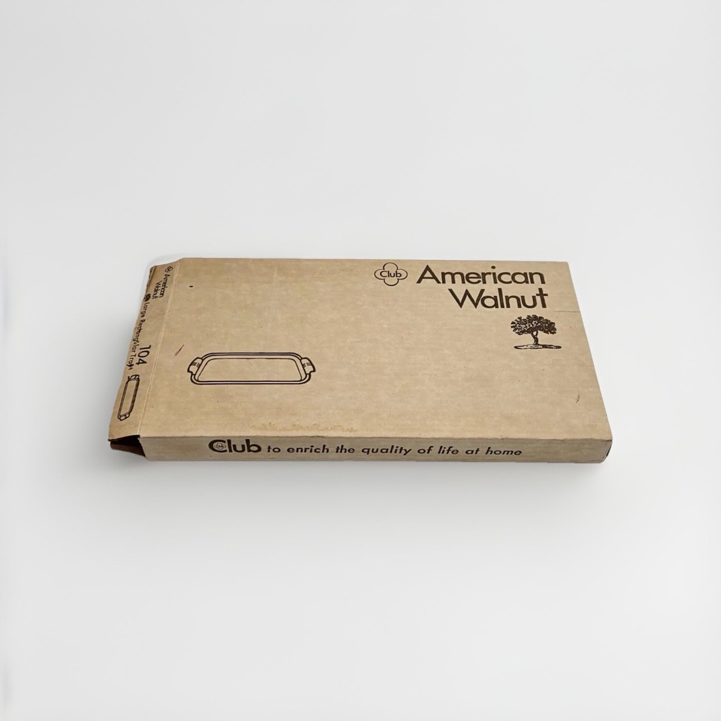 Club Aluminum Rectangular Stainless Bar Tray American Walnut Handles #104