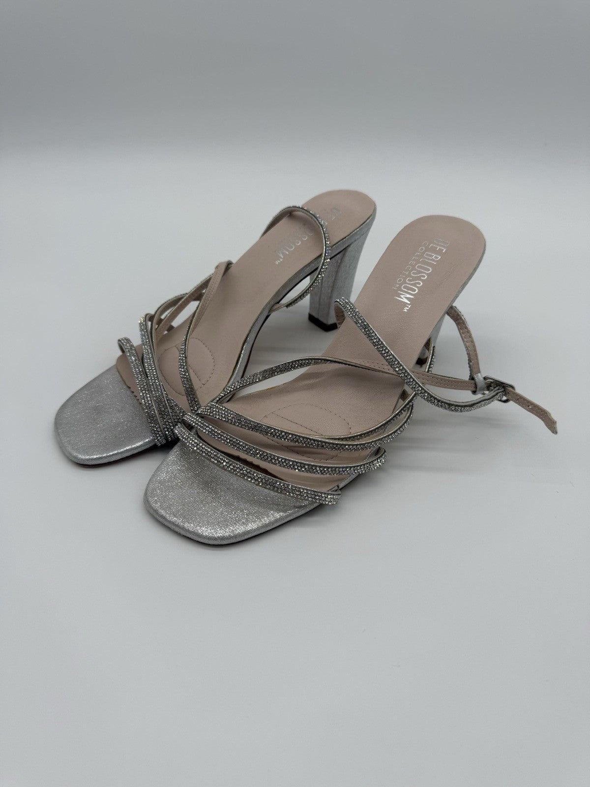 De Blossom Amara High Block Heel Embellished Dress Sandal Sz 9