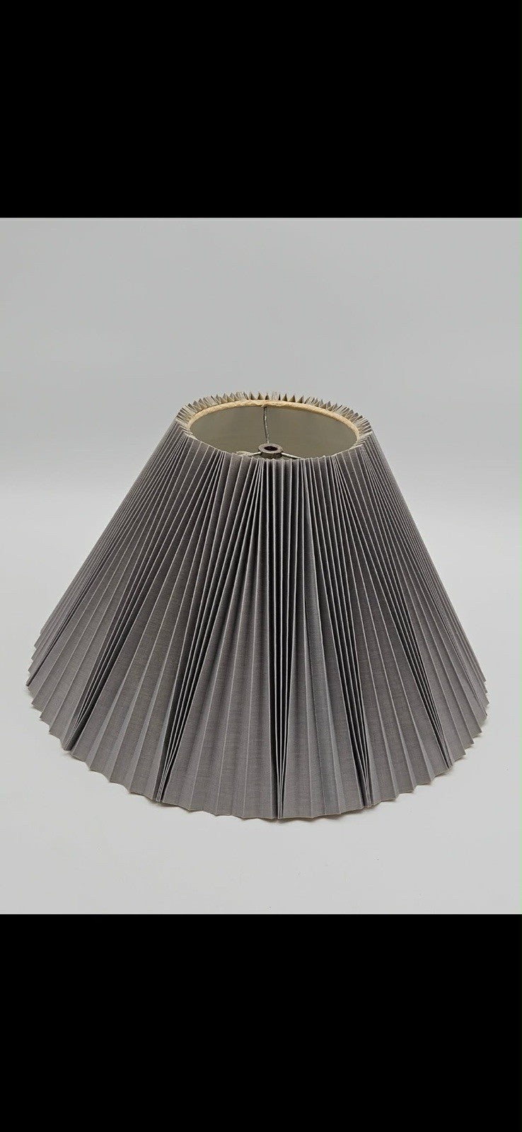 Vintage Pleated Fabric Large Lamp Shade Solid Gray Farmhouse/Cottage
