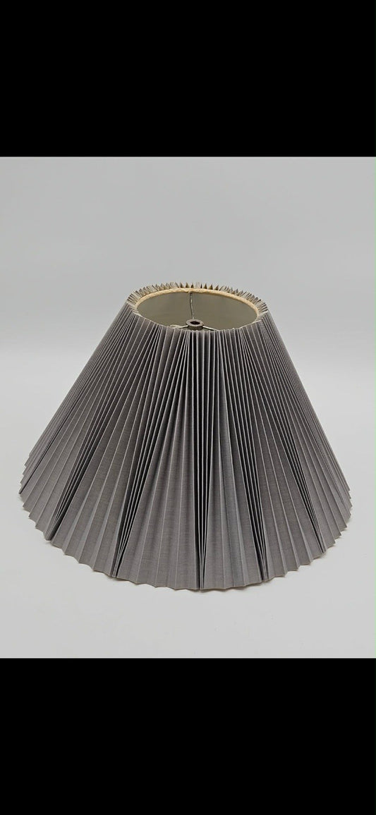 Vintage Pleated Fabric Large Lamp Shade Solid Gray Farmhouse/Cottage