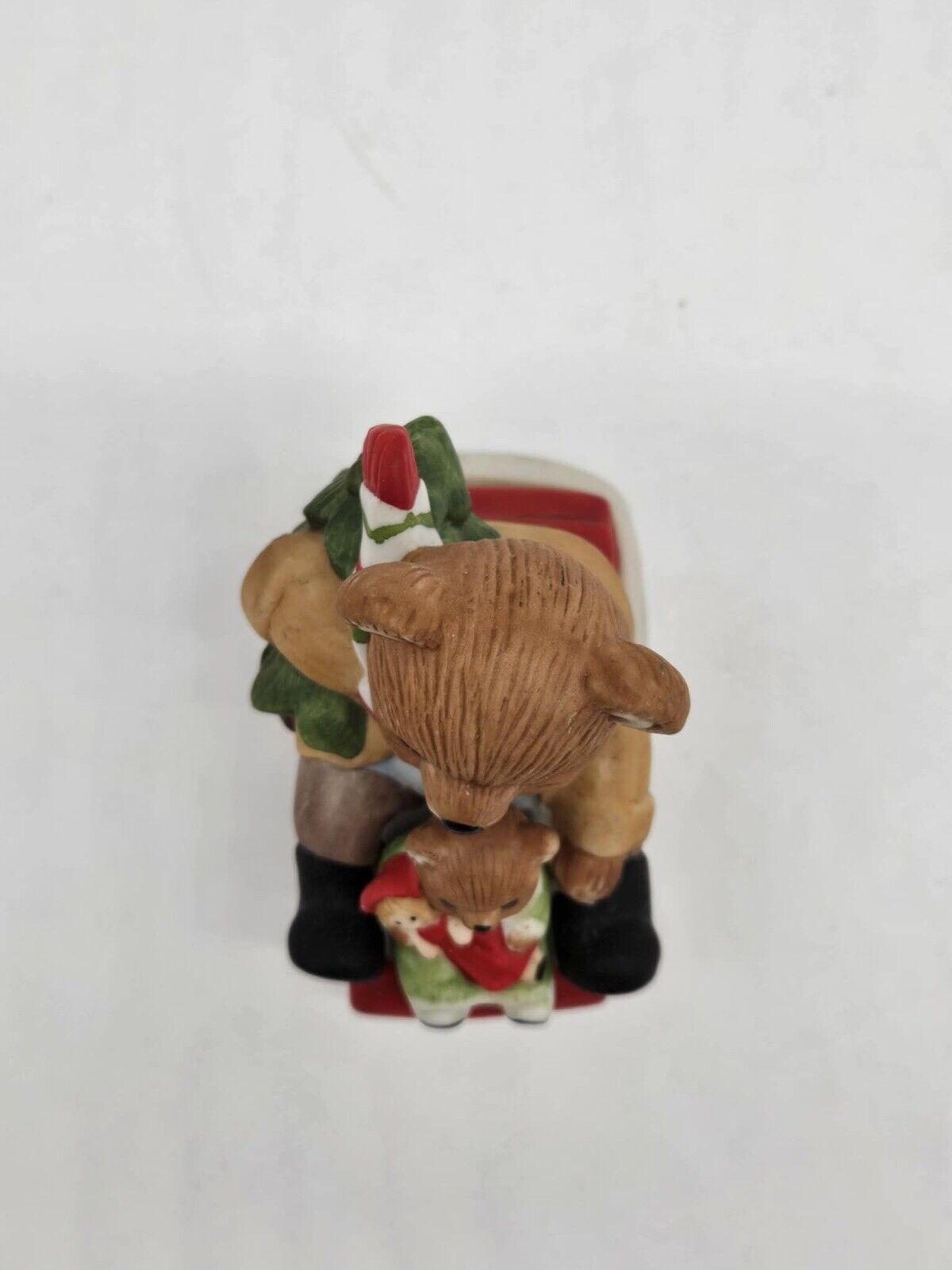 Vintage Homco #5102 Christmas Teddy Bears Riding Sled w/ tree