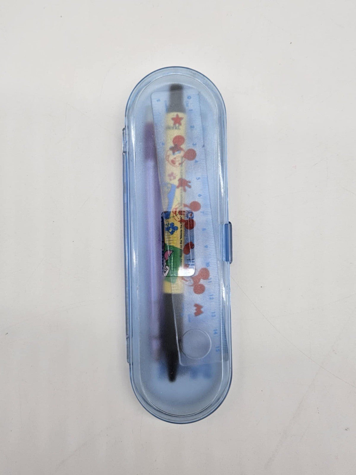 Vintage Disney Mickey Mouse pencil case w/ Retractable, Pencil, Pen & Ruler