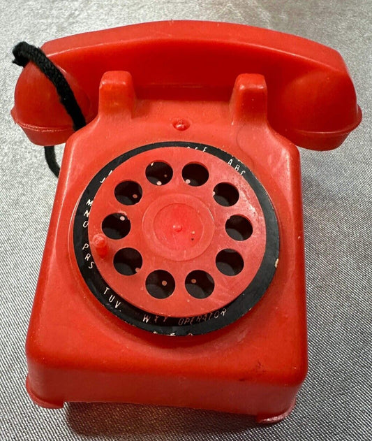 VINTAGE THE STEEL STAMPING CO. TOY ROTARY PHONE LORAIN O RED TELEPHONE VTY 003