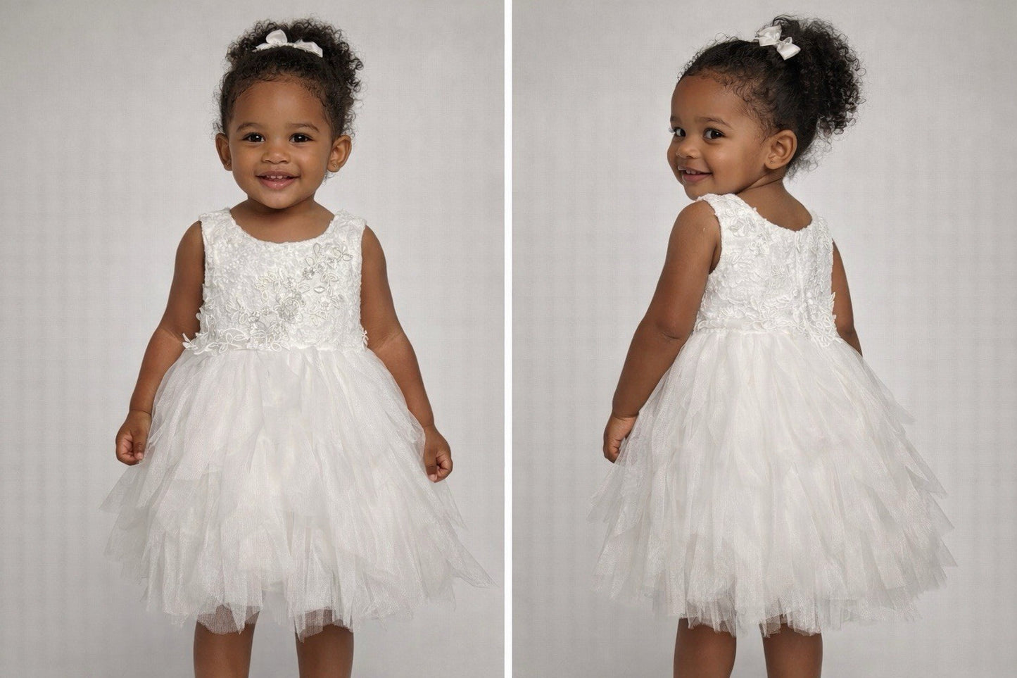Rare Editions Baby Girls White Lace Tulle Dress