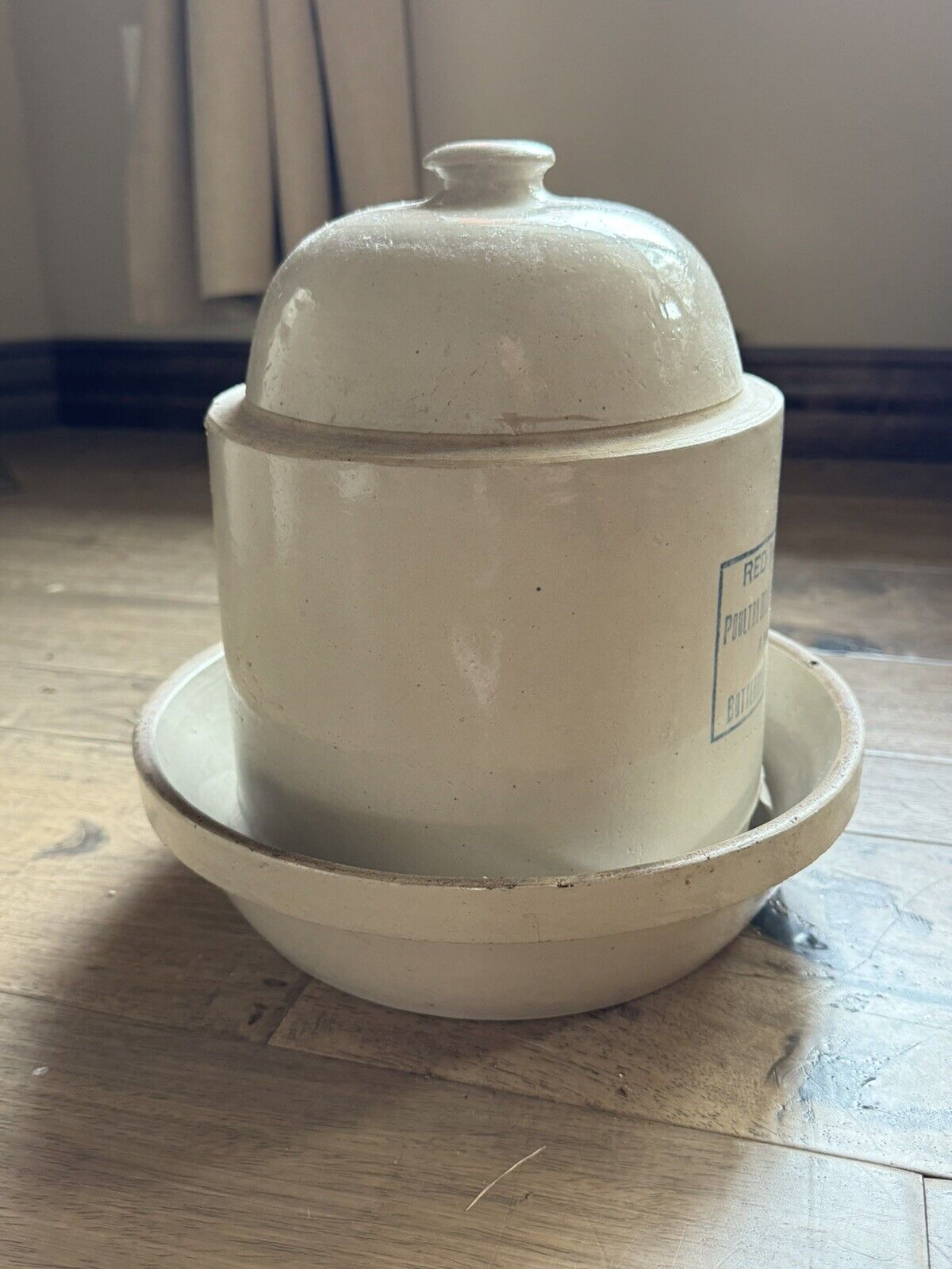 Red Wing Pottery Chicken Drinking Fount And Feeder Crock Tray